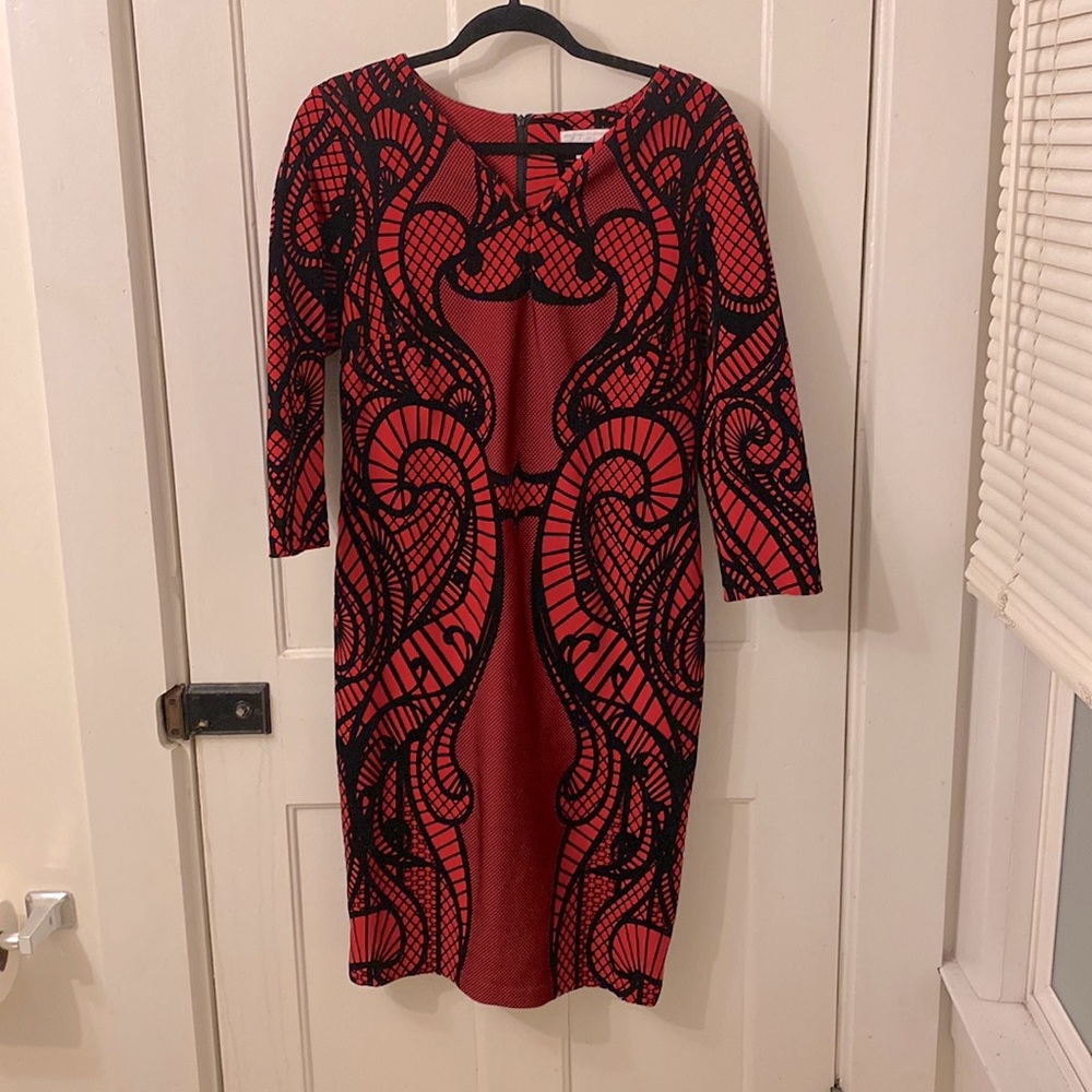 New York & Company Red & Black Dress